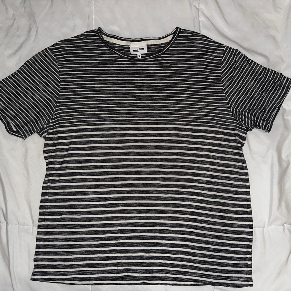 Frank & Oak, XL, Blue and White Striped T-Shirt